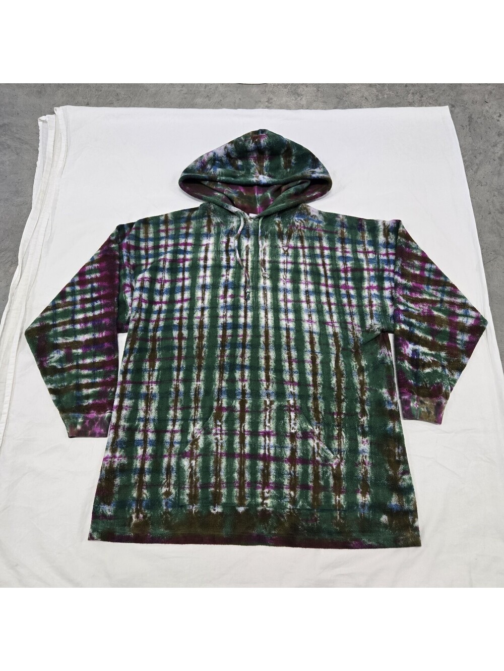 Size LARGE Vintage Red Eraser Tie Dye Hoodie Sweater Green Brown Blue Purple 90s
